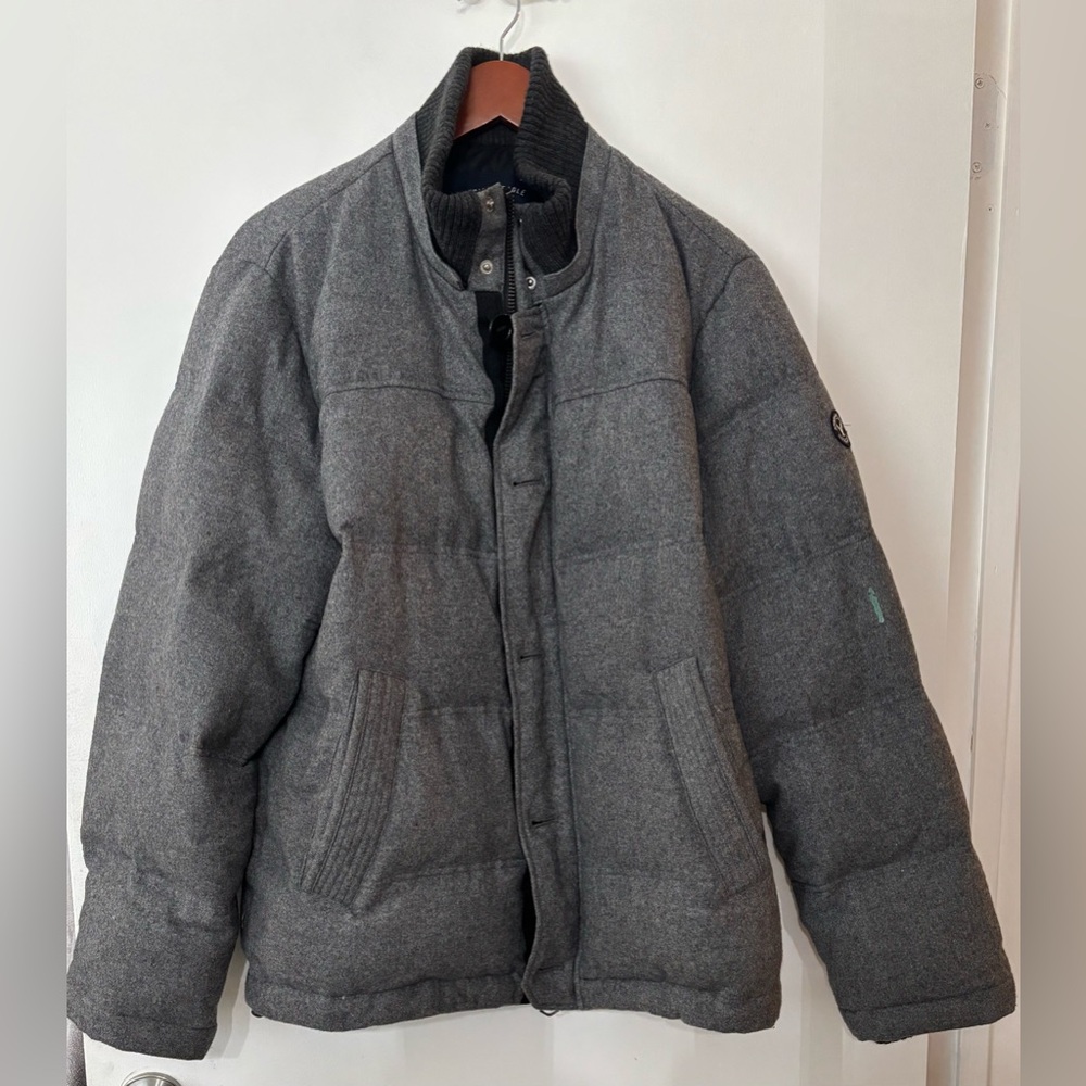 American EagleOutfitters Gray Duck Down Wool Blend Double Zip Puffer Coat Medium